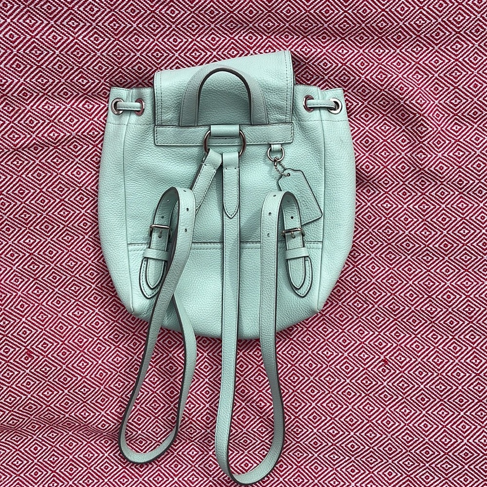 Coach Leather Rucksack Backpack Mint Green Seafoam - Picture 4 of 5